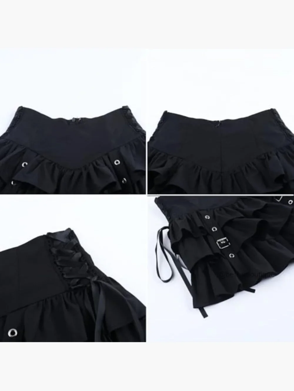 Gothic Ruffle Mini Skirt, Layered Punk Style, Premium Fabric, Versatile Wear - Picture 6 of 6